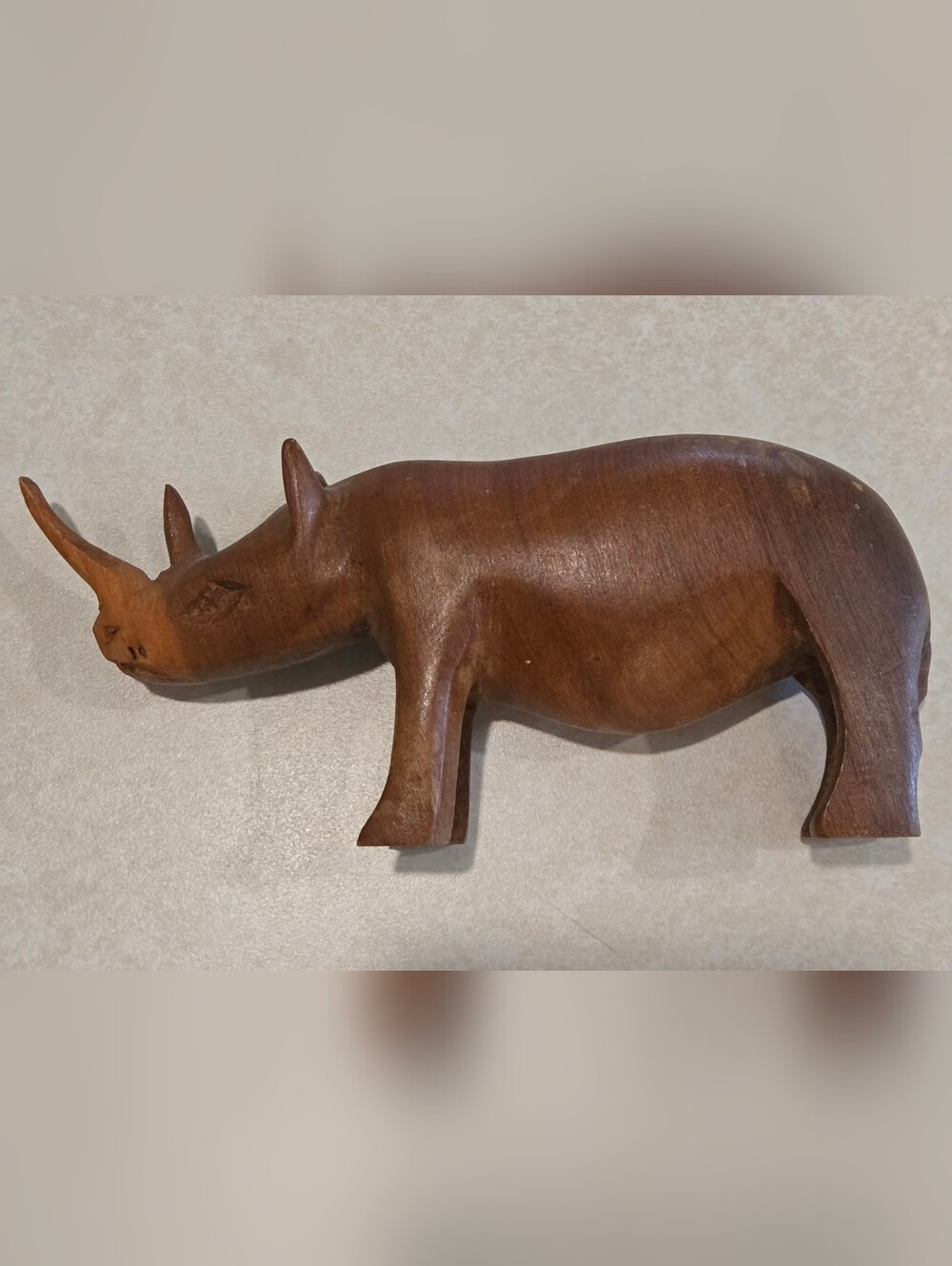 OOAK Vintage Artisan Hand Carved Mahogany Rhinoceros
